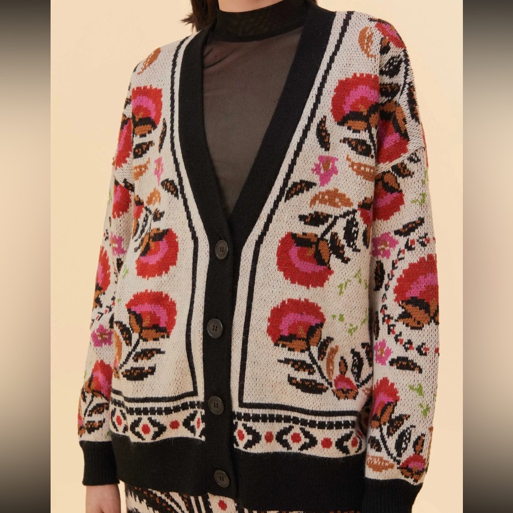 Farm Rio Palm Paradise Sand Knit Cardigan